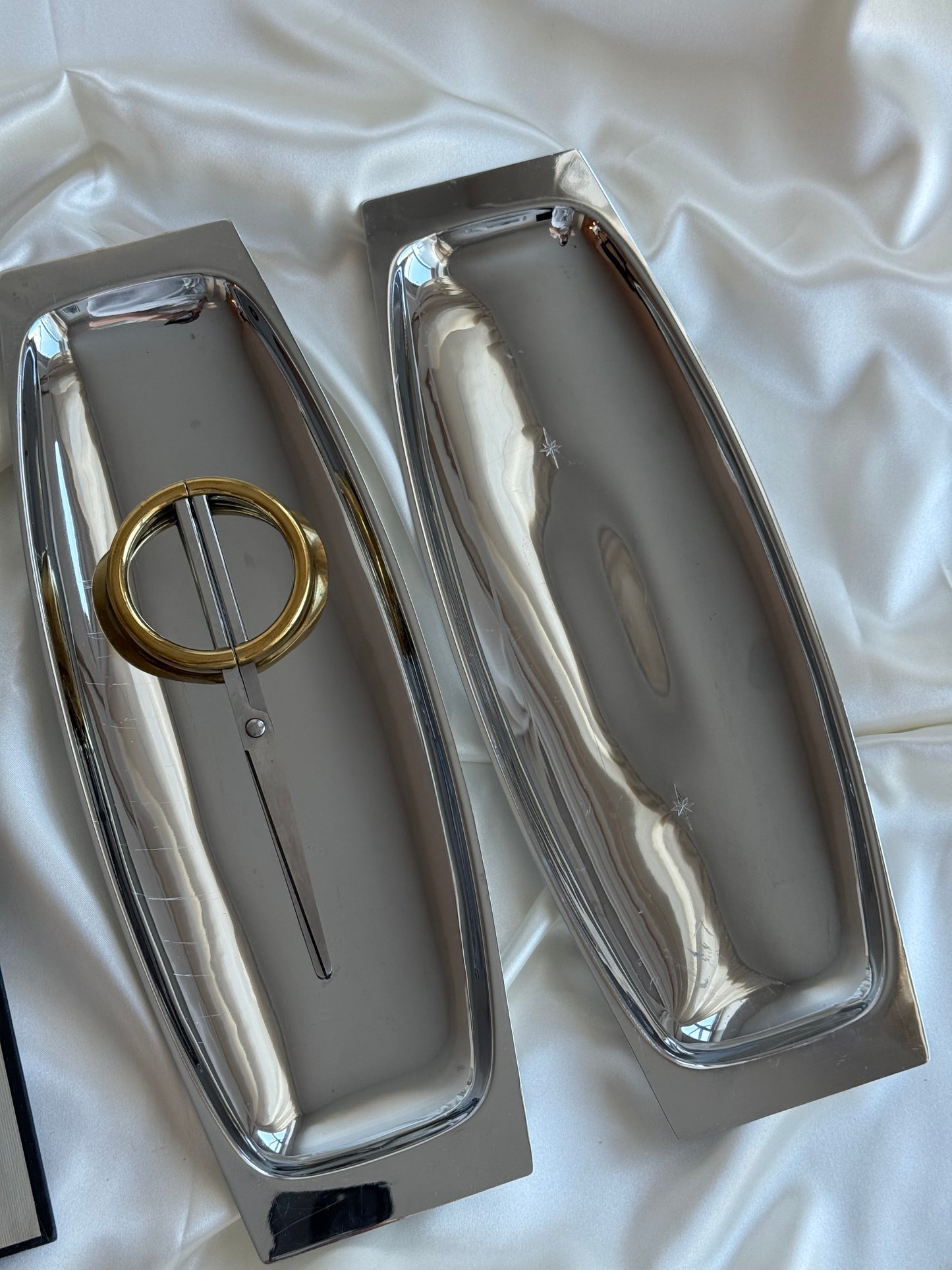 Set of 2 Vintage Stainless Steel Trays