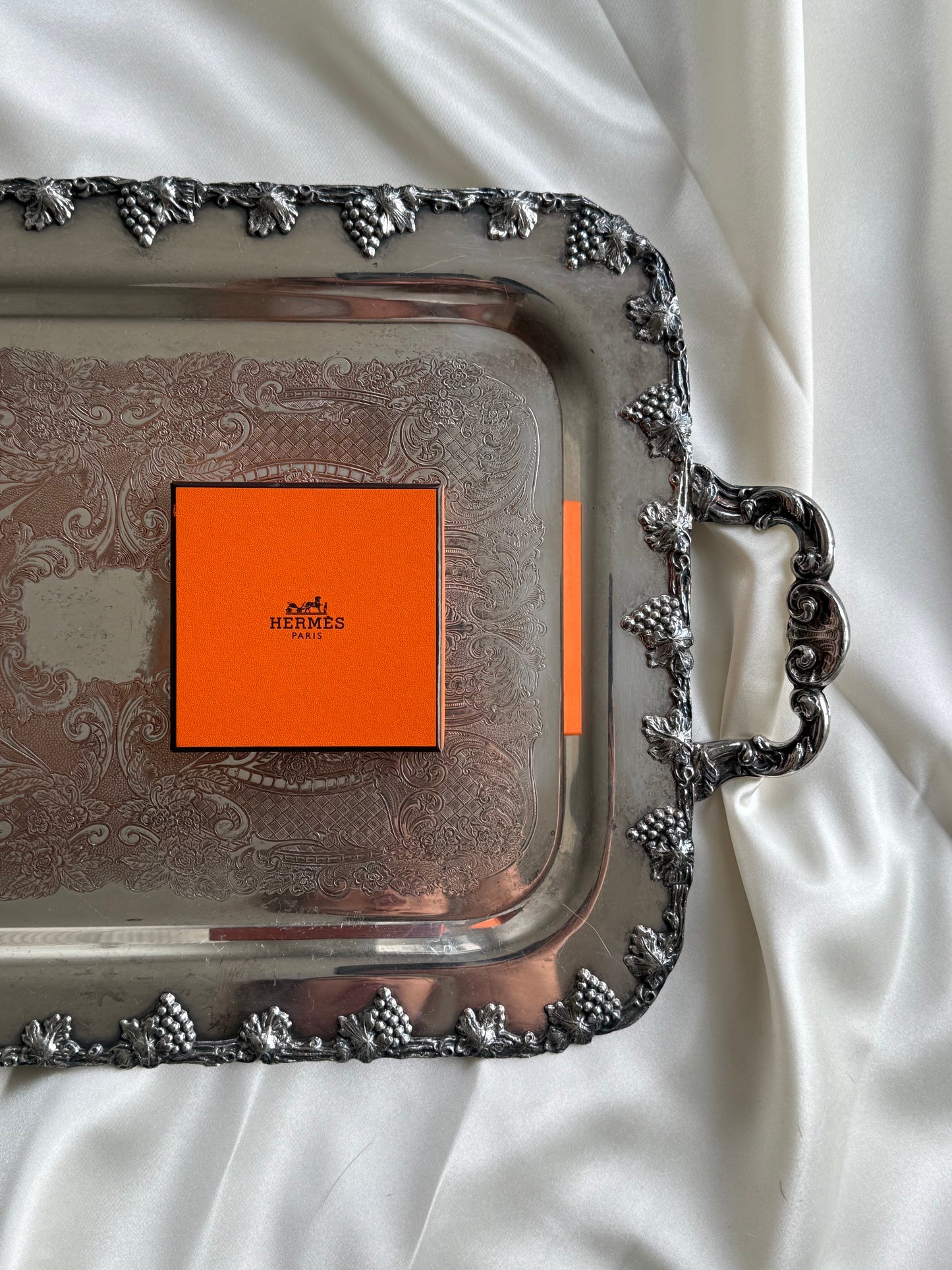 Ornate Vintage Silver-Plated Serving Tray