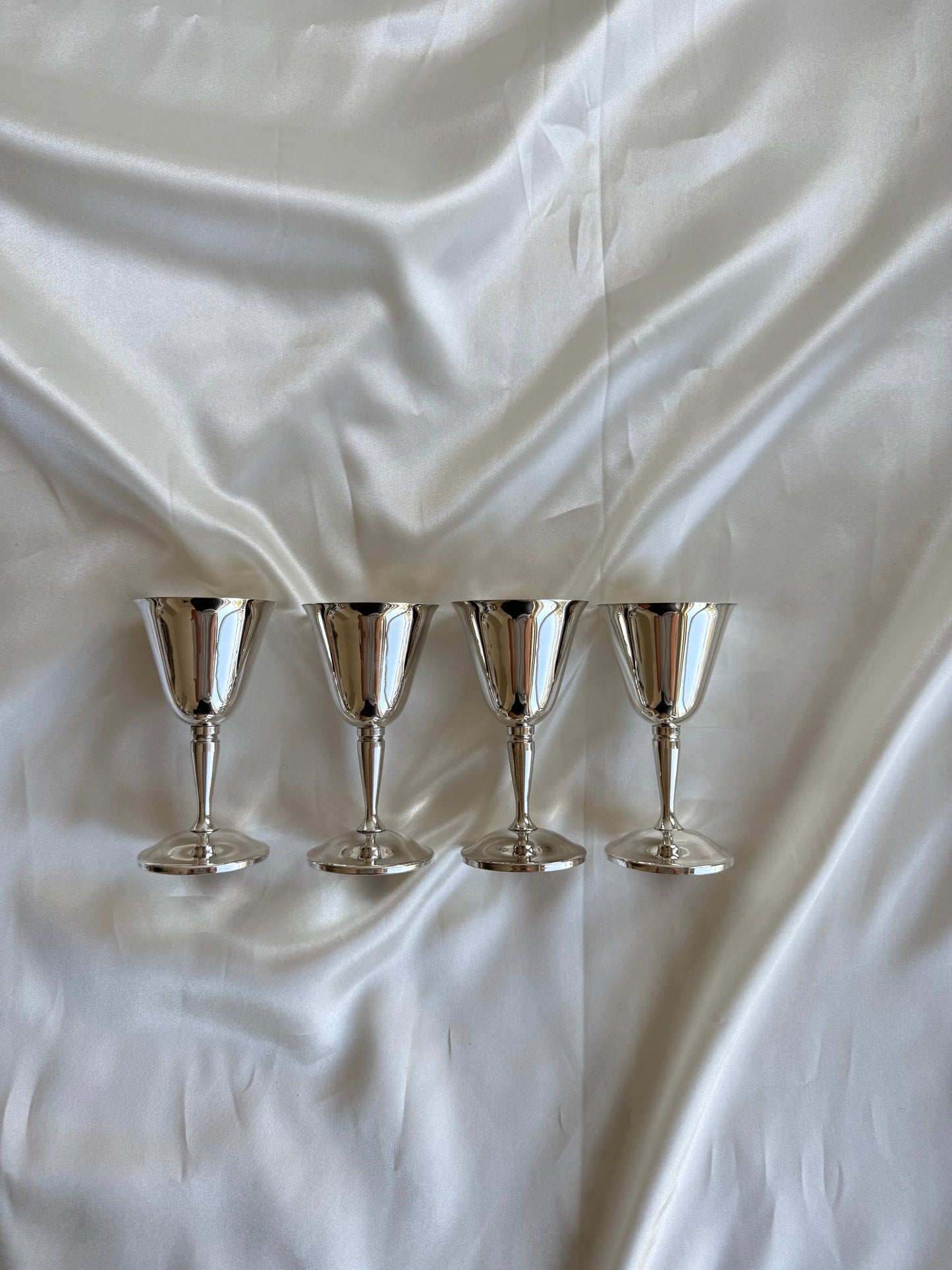 Set of 4 Vintage Italian Silver-Plated Goblets