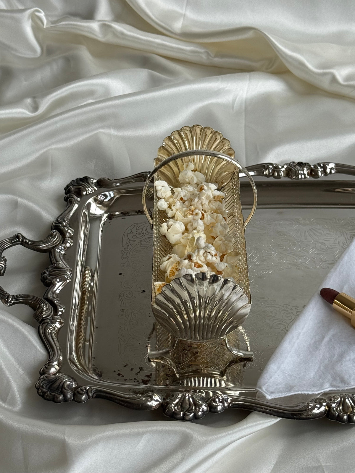 Vintage English-Style Silver-Plated Shell Motif Biscuit Tray – 8.5”