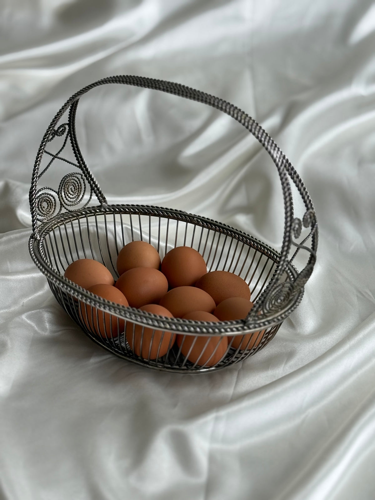 Vintage Silver-Plated Ornate Wire Basket