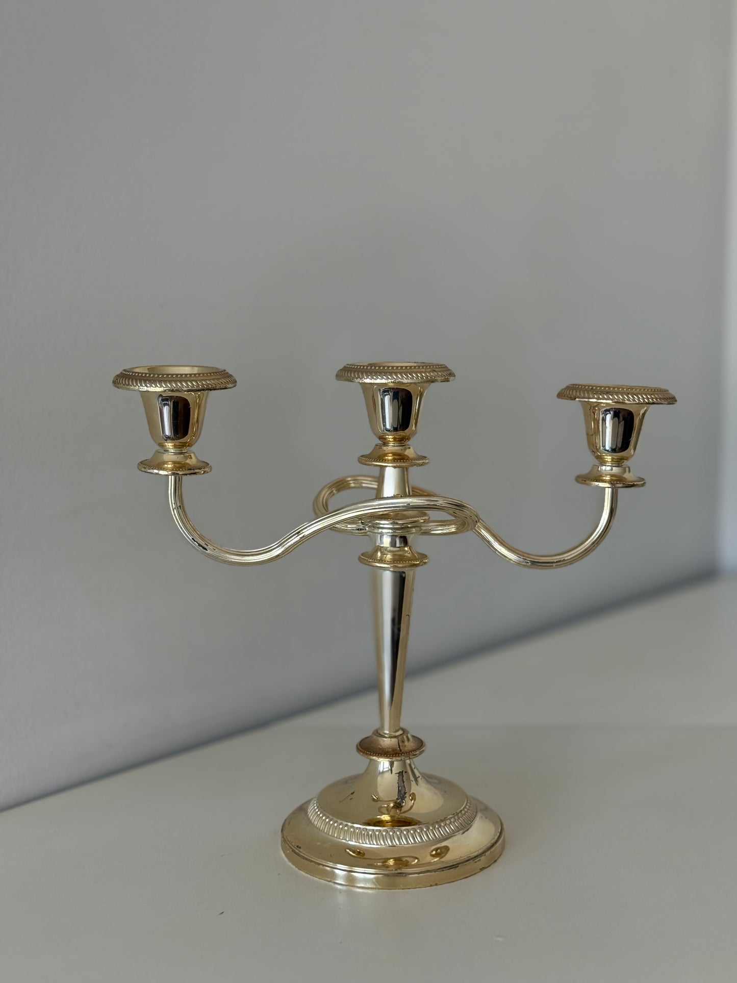 Vintage Silver Plated Three-Arm Candelabra