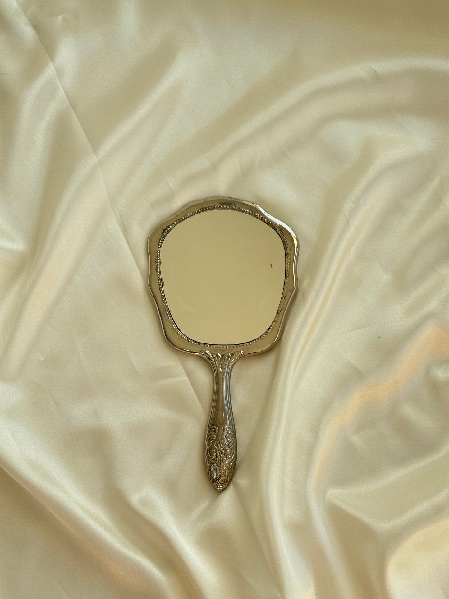 Vintage Silver-Plated Vanity Set Mirror and brush