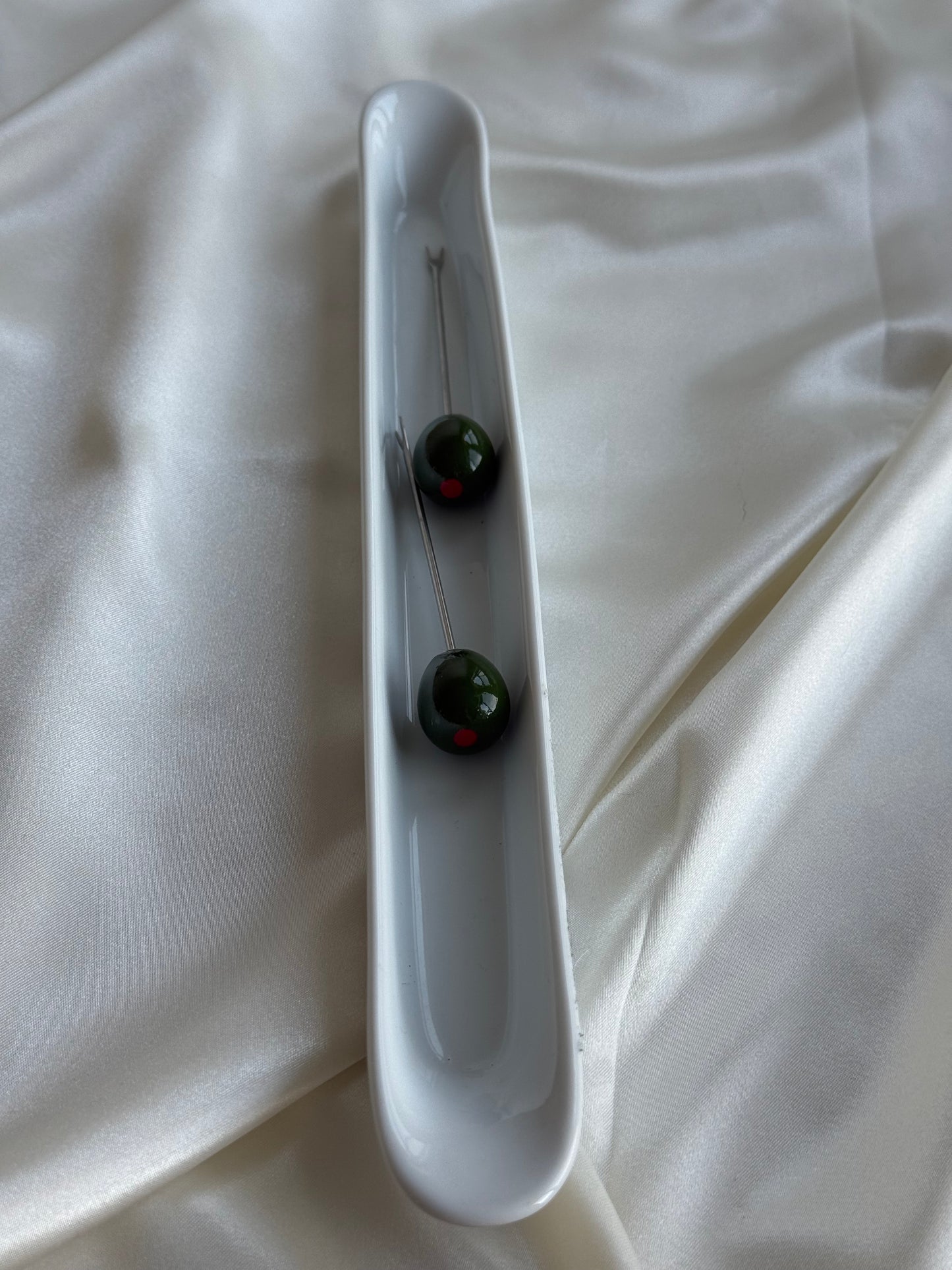 White Ceramic Olive Holder