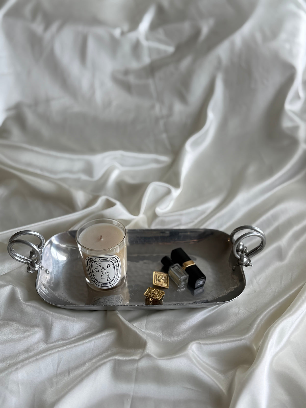 Vintage Buenilum Hand-Wrought Aluminum Tray with Sculptural Handles