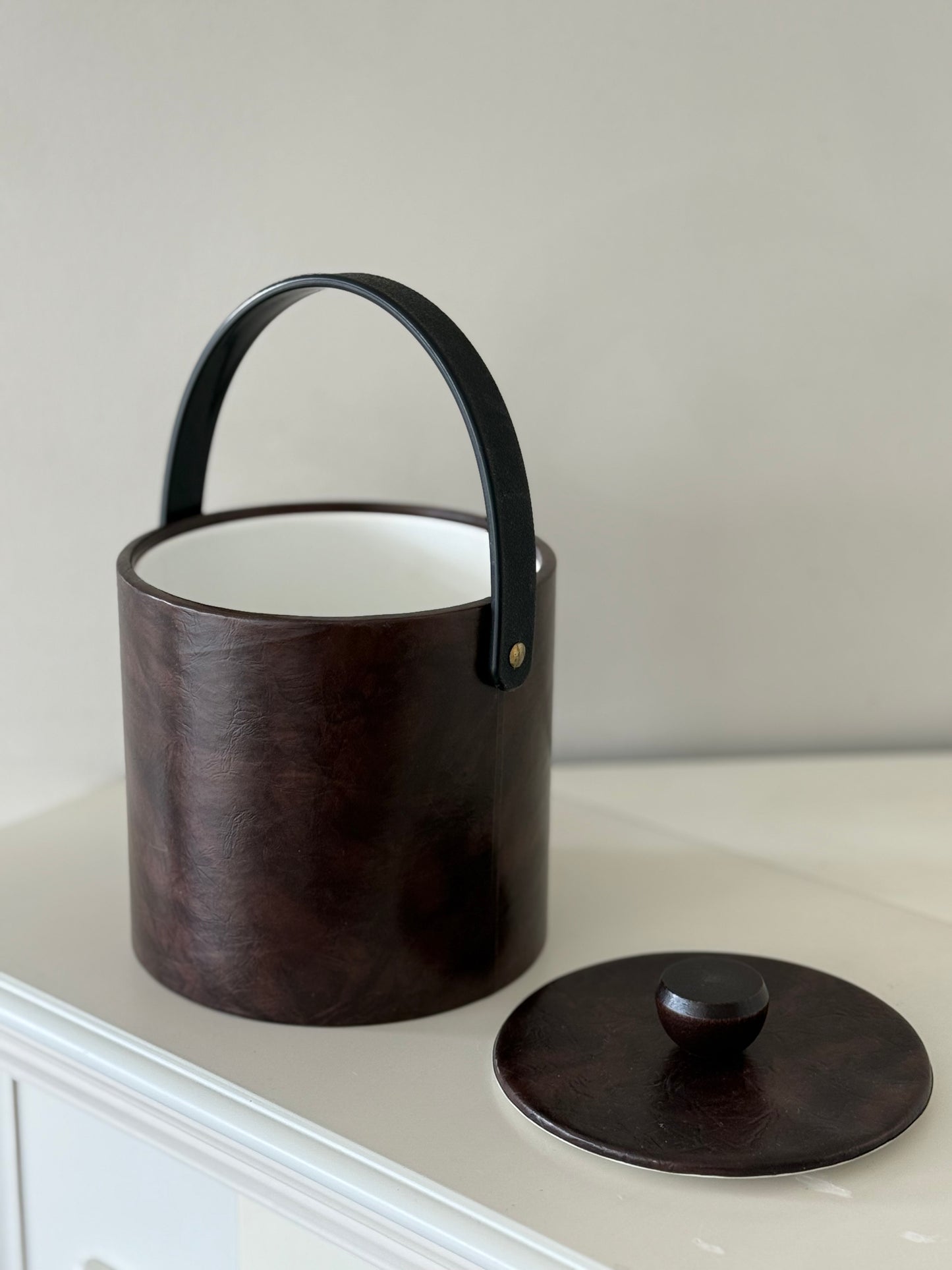 Vintage Shelton-Ware Faux Leather Ice Bucket – Mid-Century Barware