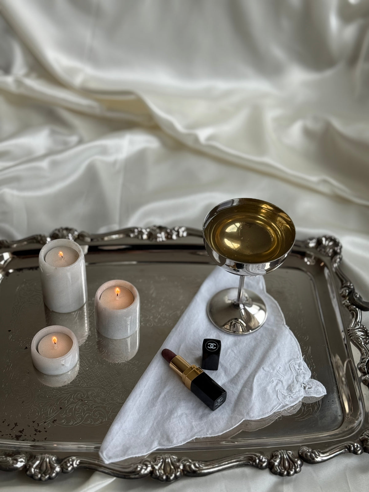 Set of 3 White Marble Tealight Candle Holders