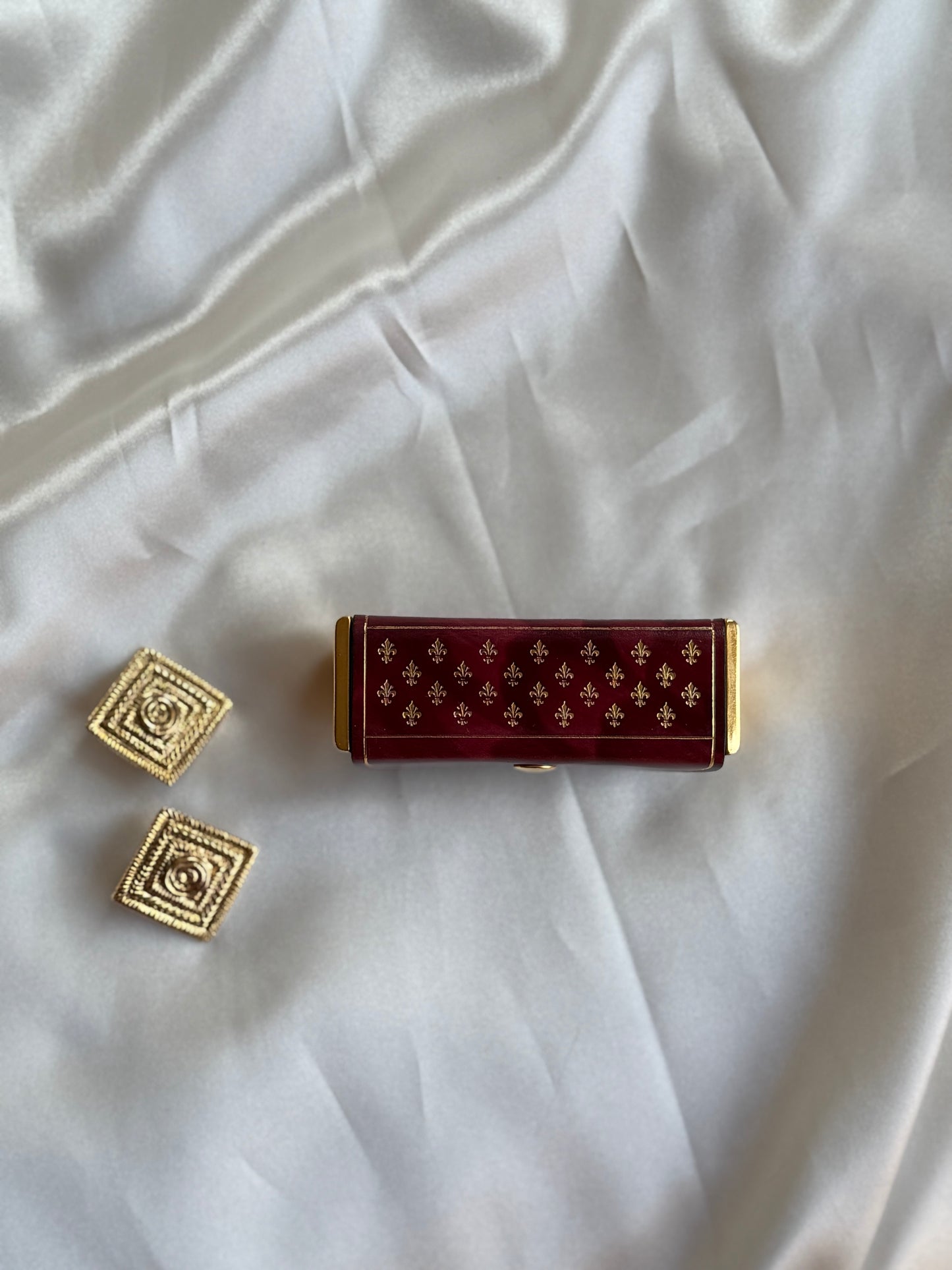 Vintage Italian Genuine Leather Lipstick Case with Mirror