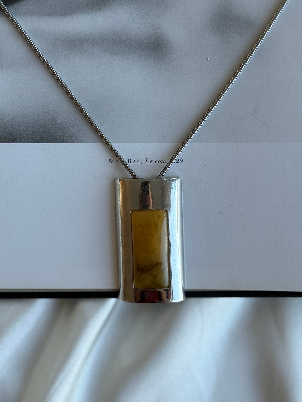 Vintage Silver-Toned Modernist Pendant Necklace