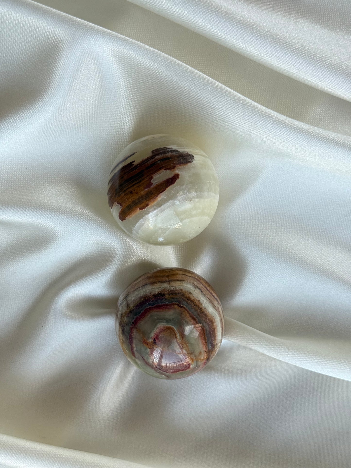 Polished Onyx Spheres — Set of 2