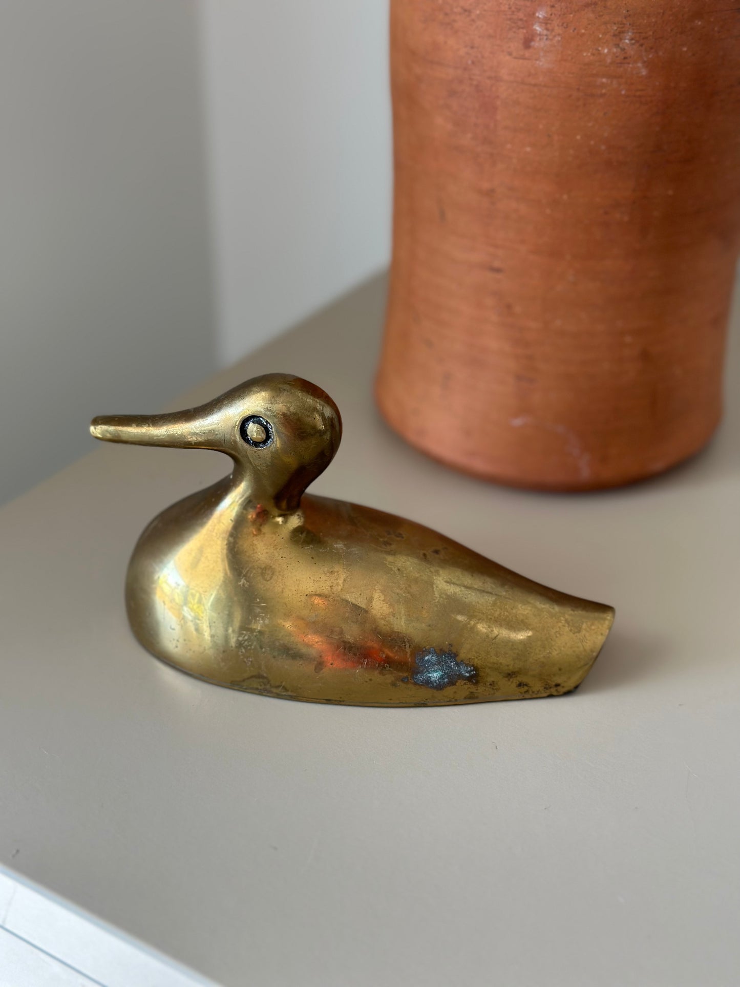 Vintage brass duck