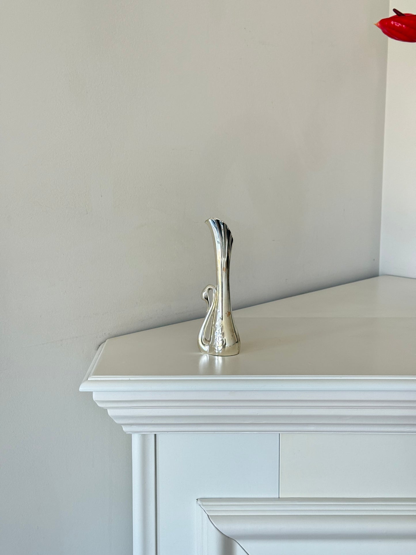 Vintage Silver-Plated Swan Bud Vase