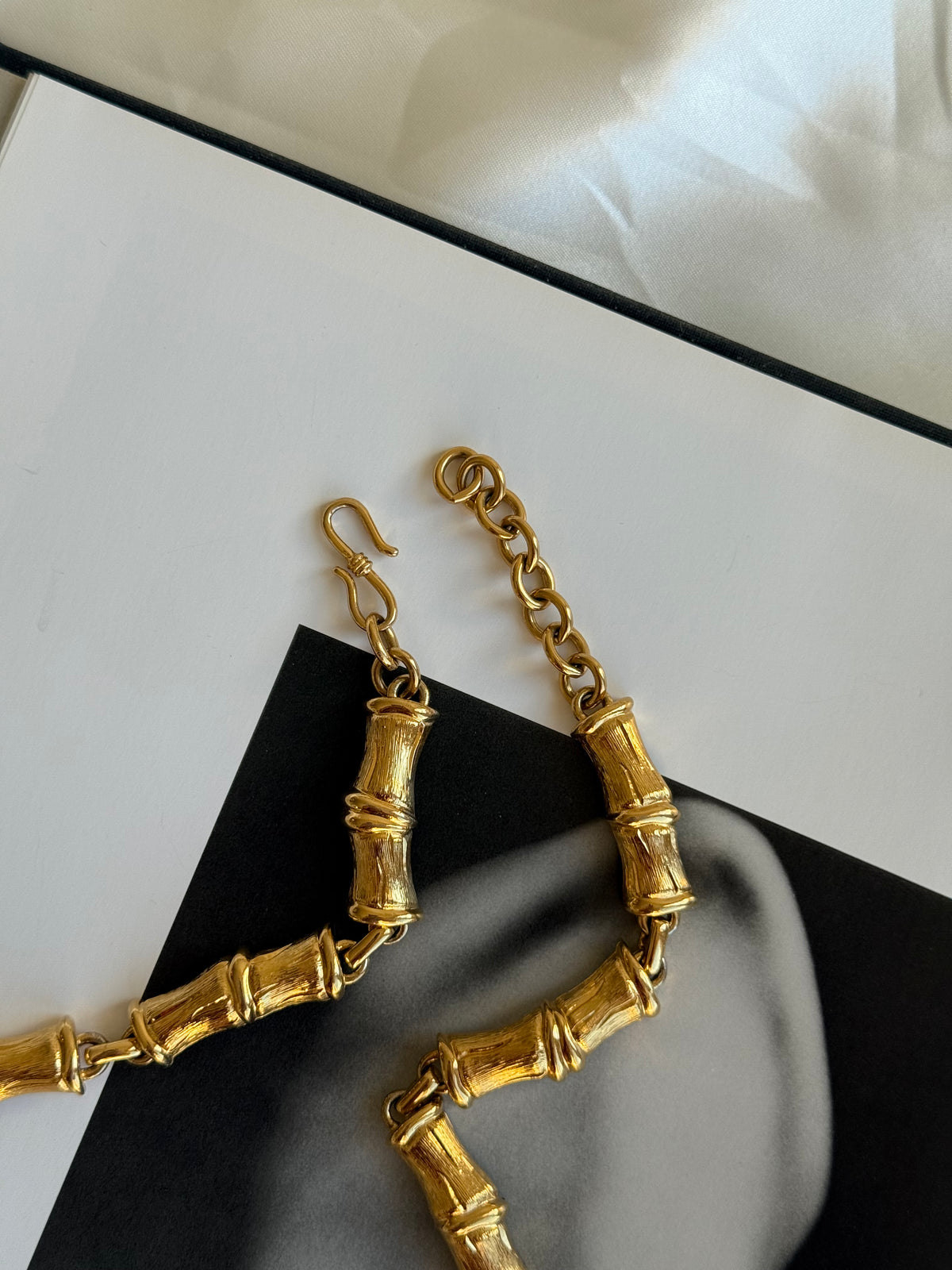 Vintage Monet Gold-Tone Bamboo Link Statement Necklace