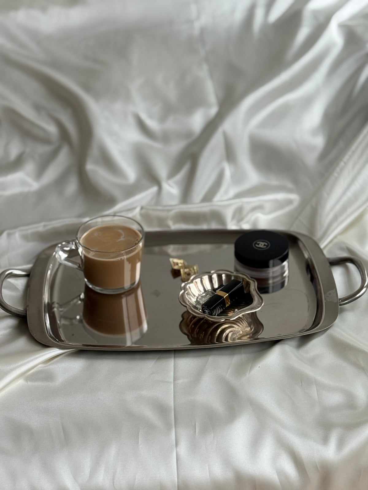 Vintage Silver-Plated Modernist Serving Tray with Handles