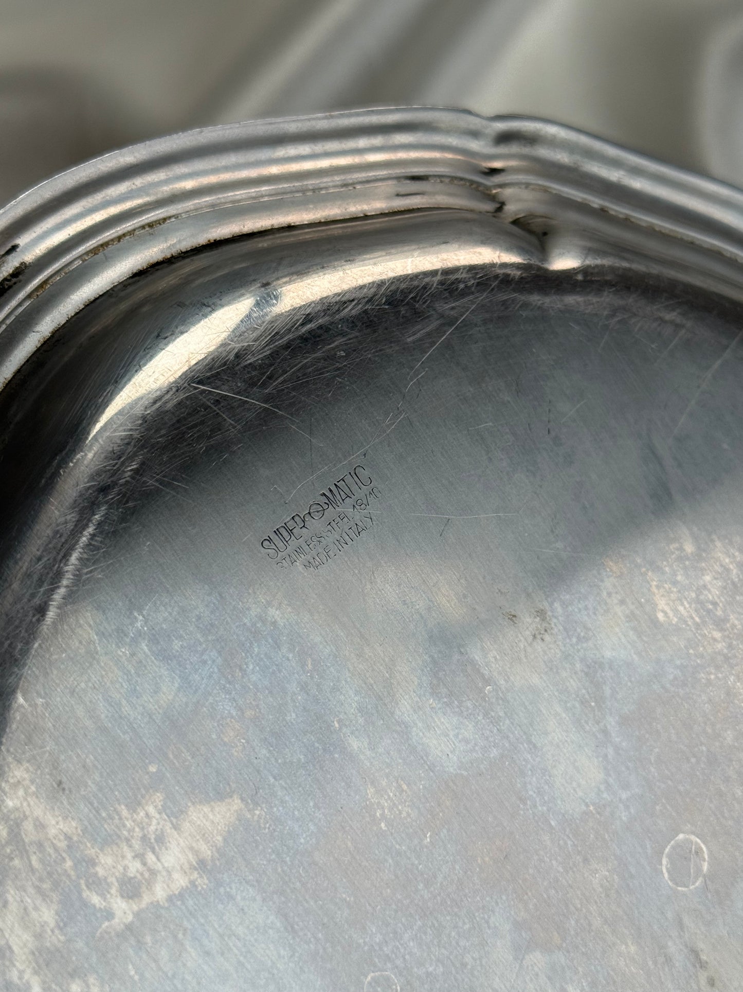 Vintage Superomatic Stainless Steel Serving Tray — Made in Italy