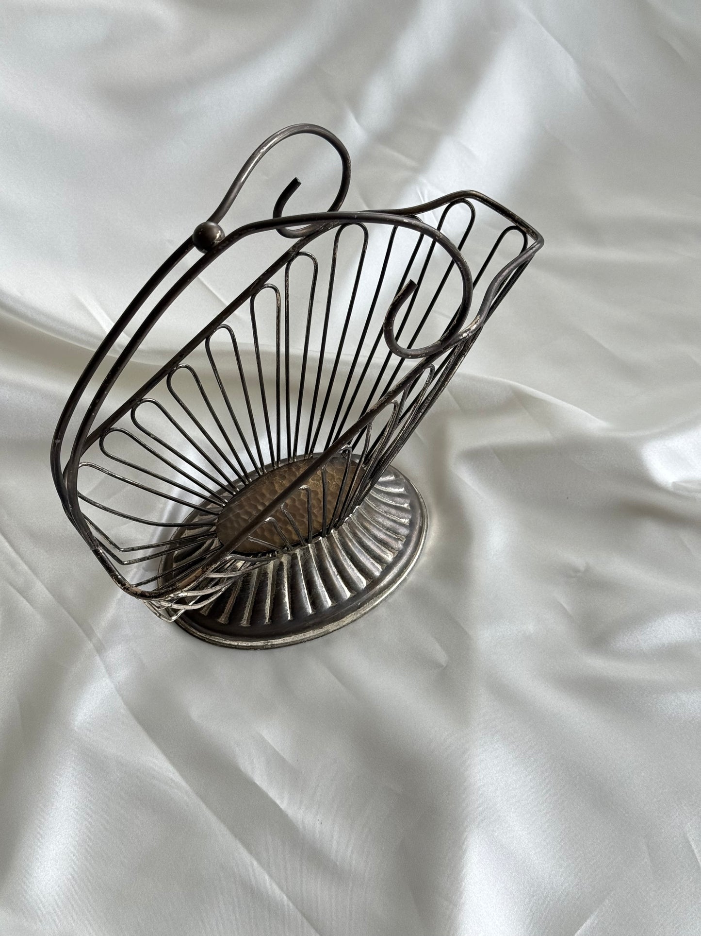 Vintage Silver-Plated Wire Wine Caddy