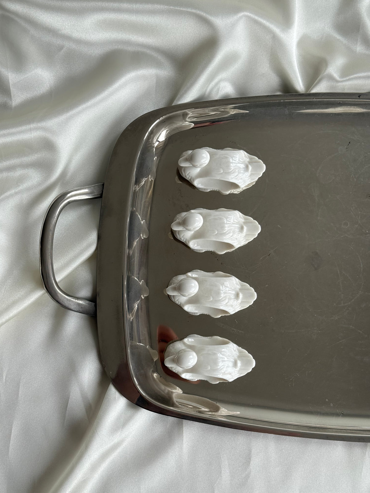 Set of 4 Vintage Porcelain Duck Napkin Rings