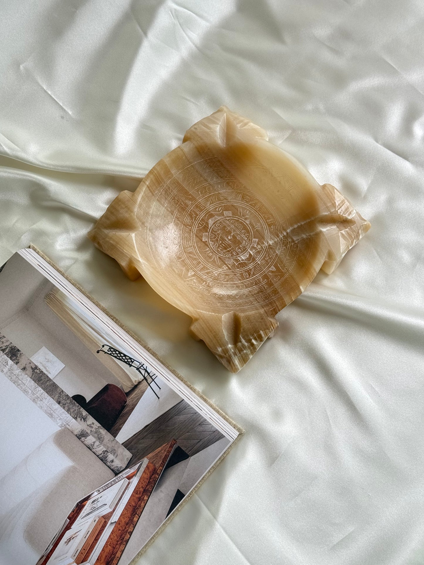 Vintage Carved Mexican Onyx Ashtray