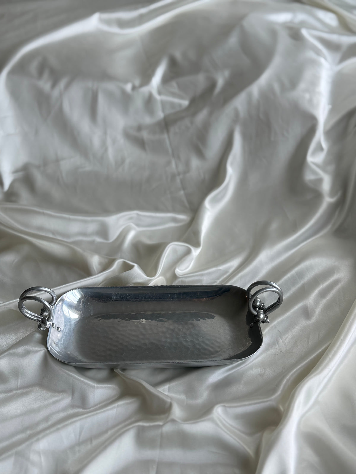 Vintage Buenilum Hand-Wrought Aluminum Tray with Sculptural Handles
