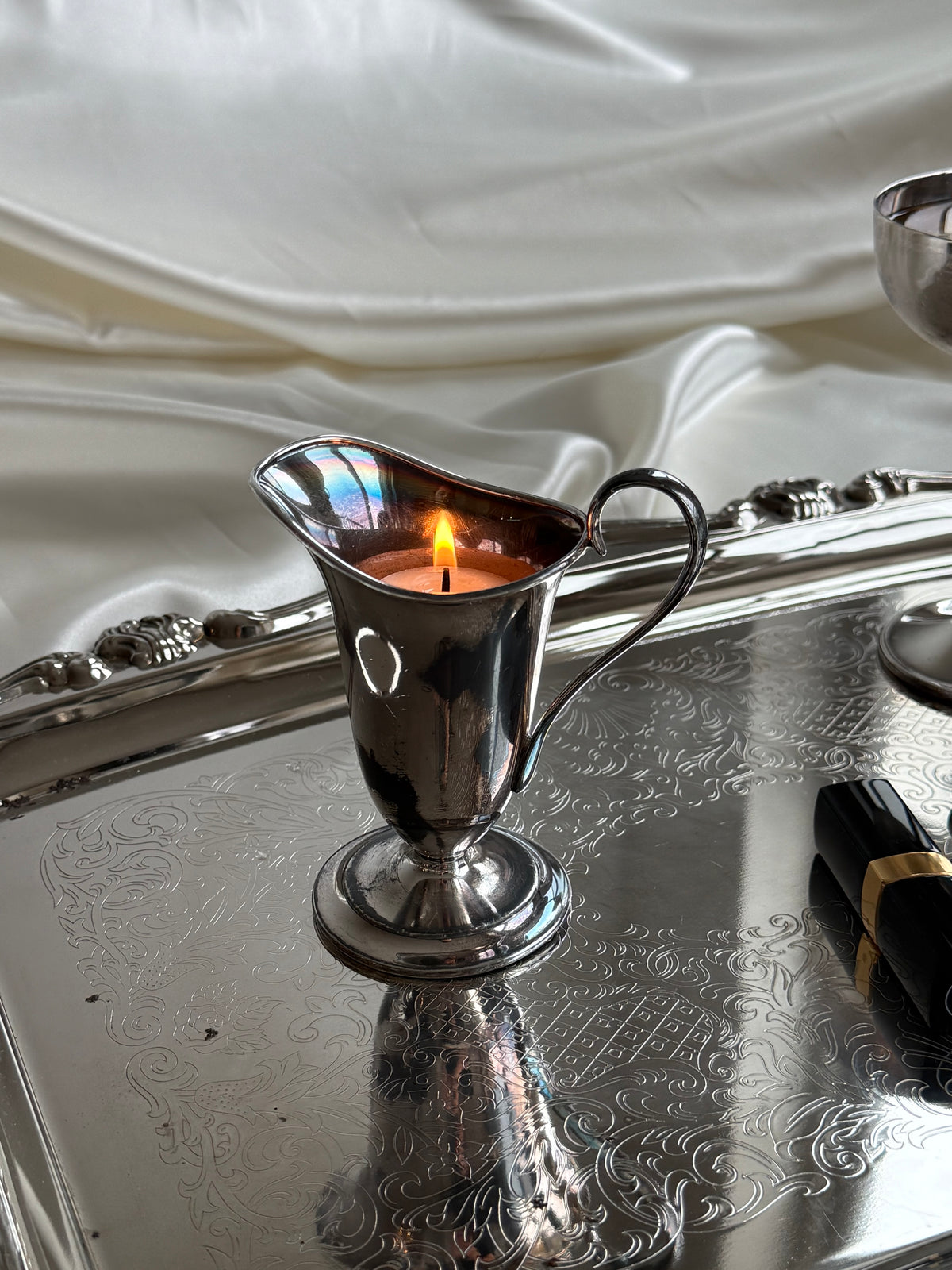 Vintage Silver-Plated Creamer Pitcher | Elegant Pedestal Design
