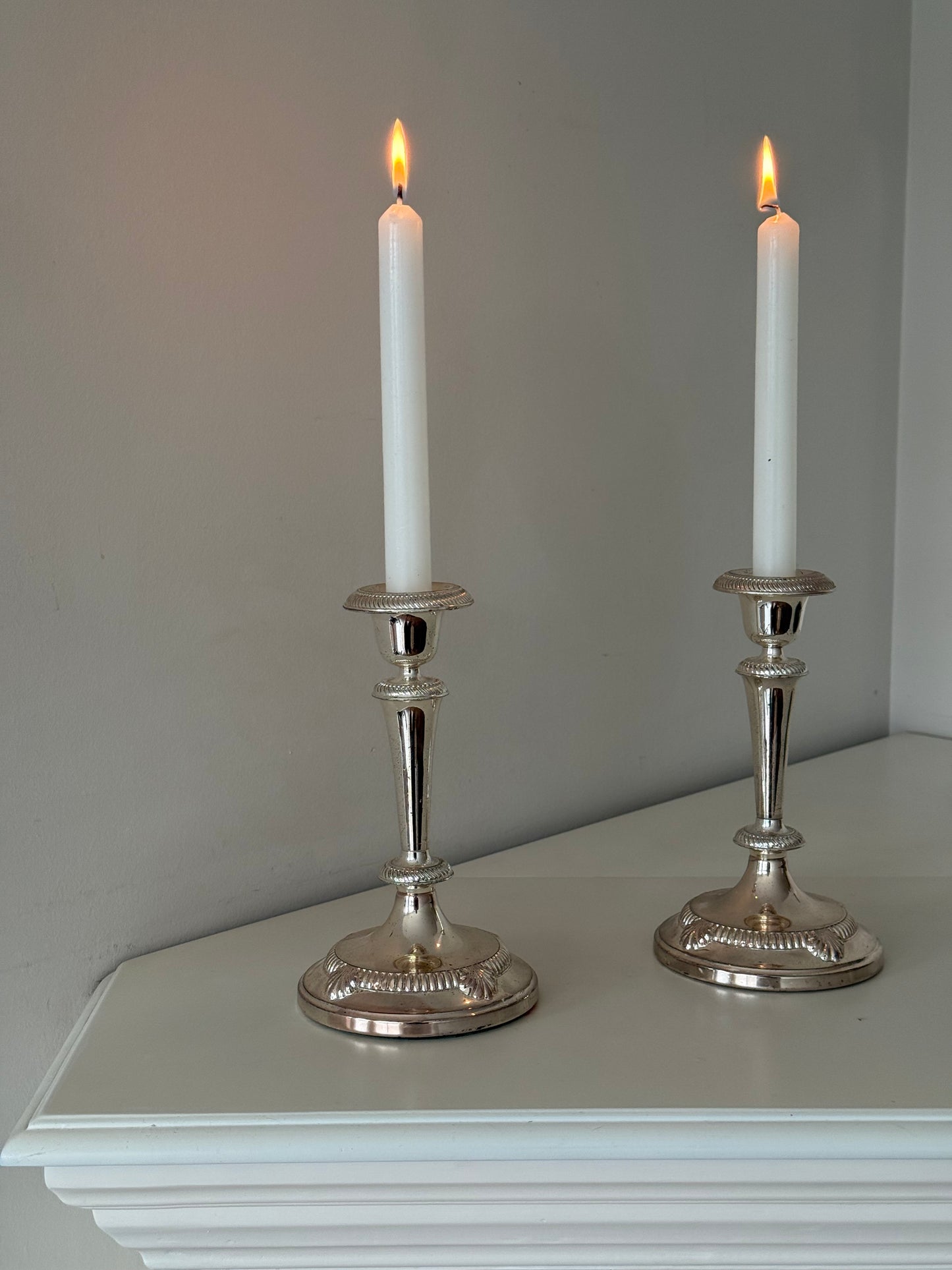 Vintage Silver-Plated Candlesticks — Pair
