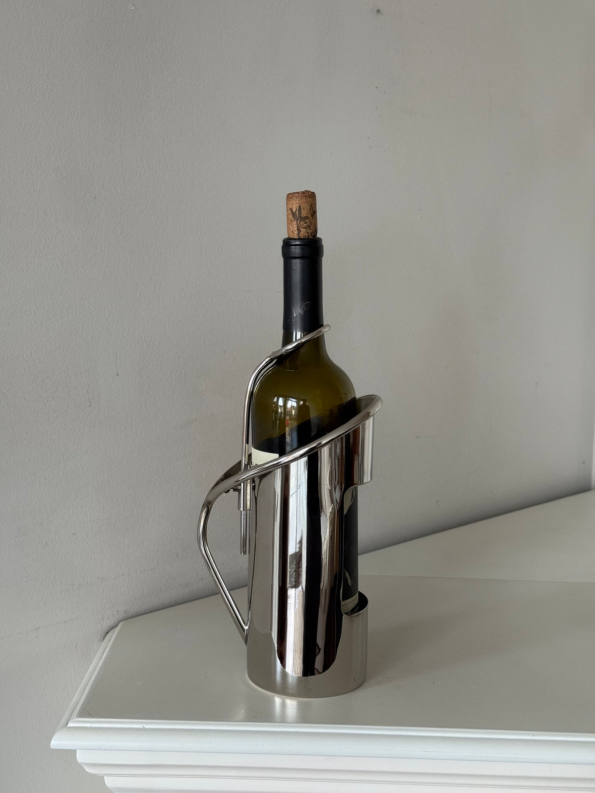 Vintage EP Brass Silver-Plated Wine Bottle Holder