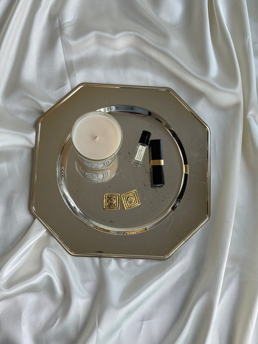 Vintage Octagonal Silver-Tone Vanity Tray – 12”