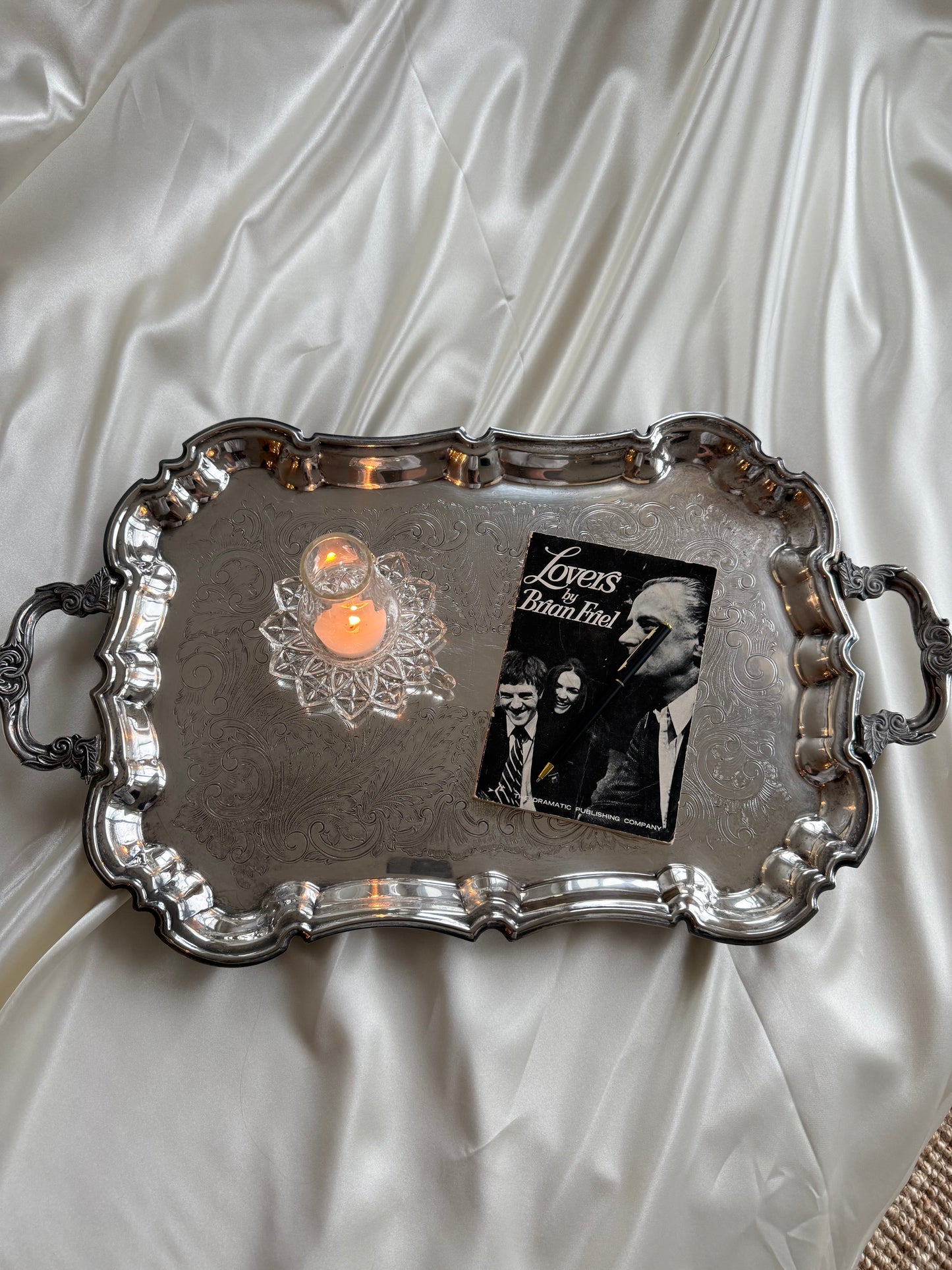 Vintage Glass Tealight Candle Holder with Chimney