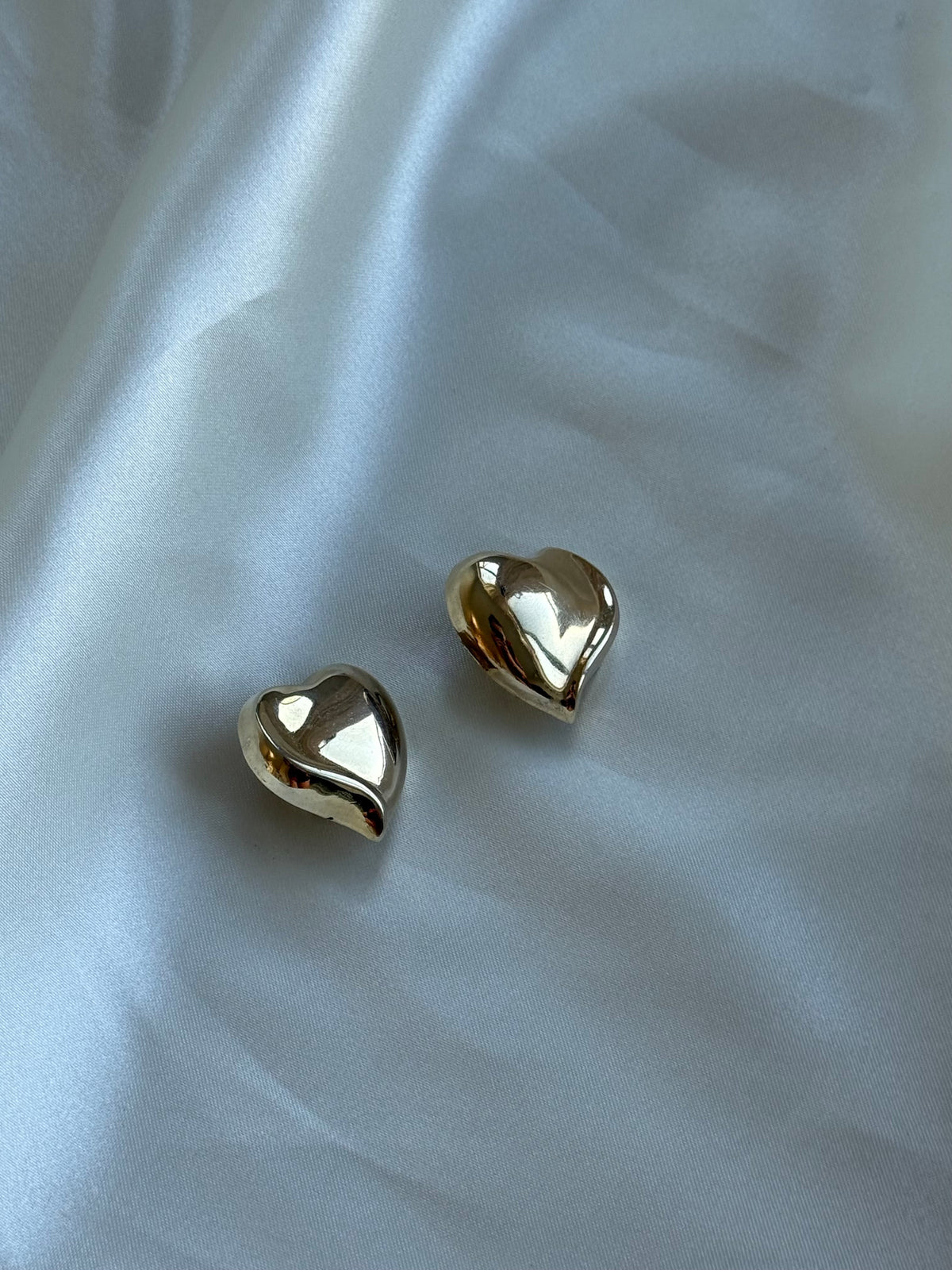 Vintage Sculptural Heart Clip-On Earrings