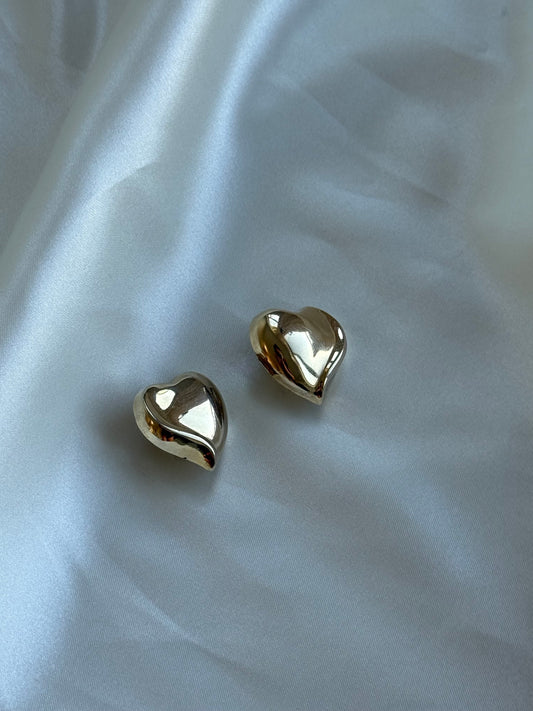 Vintage Sculptural Heart Clip-On Earrings