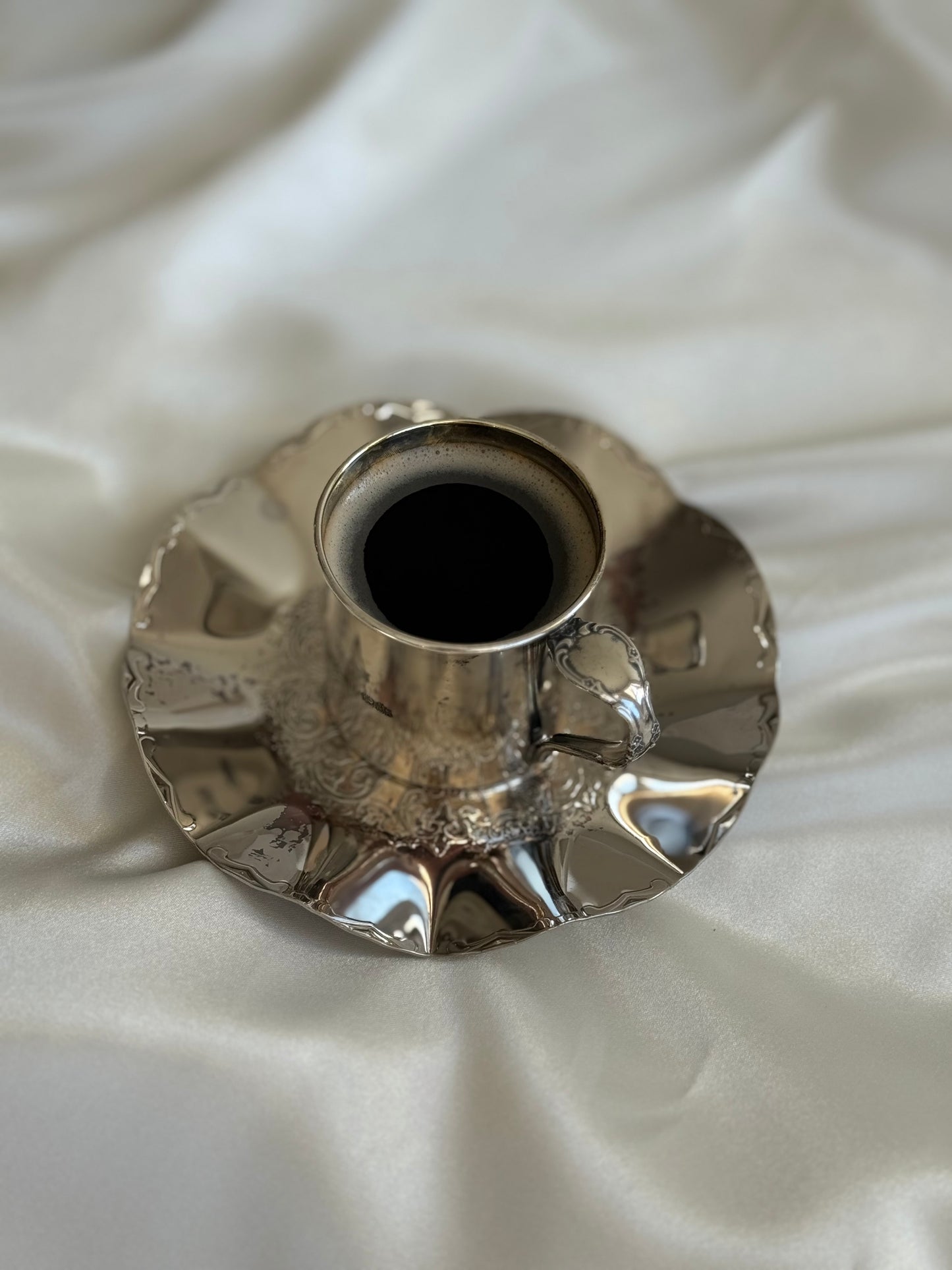 Vintage Silver-Plated Coffee Cup & Saucer