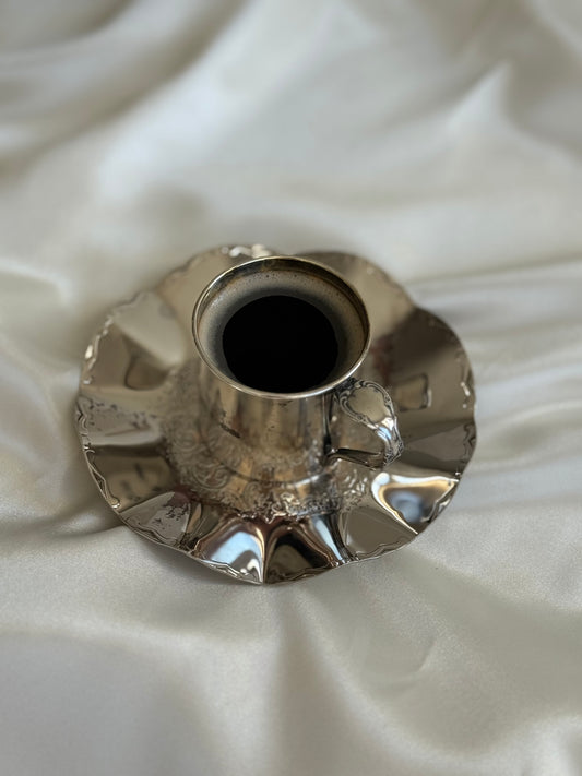 Vintage Silver-Plated Coffee Cup & Saucer