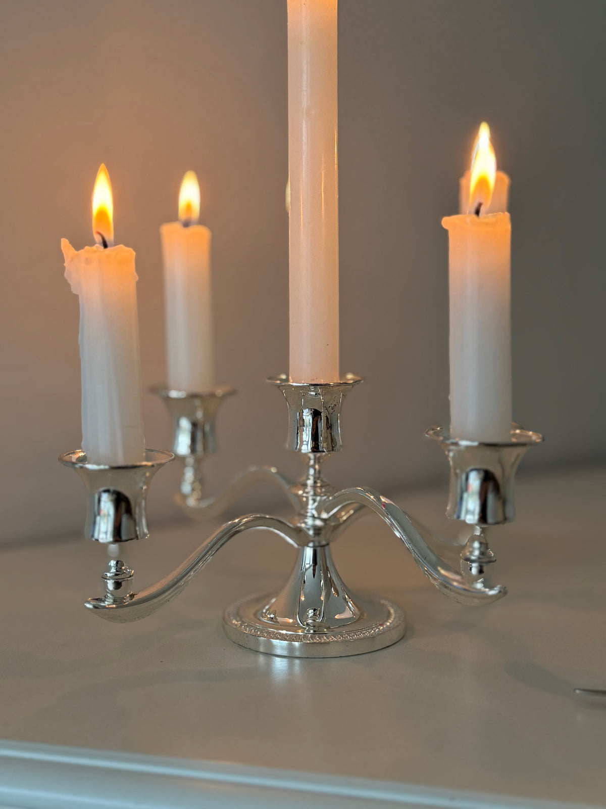 Vintage English Silver-Plated Five-Arm Candelabra | Elegant Table Centrepiece