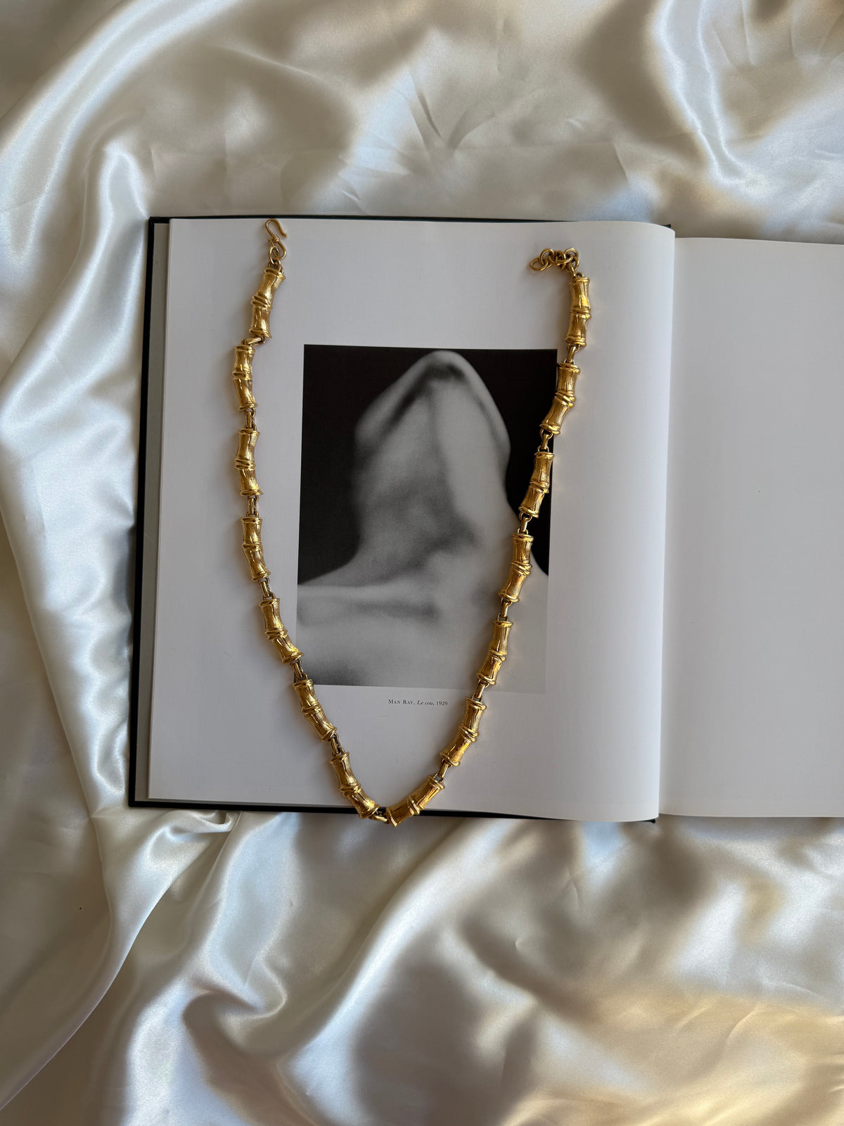 Vintage Monet Gold-Tone Bamboo Link Statement Necklace