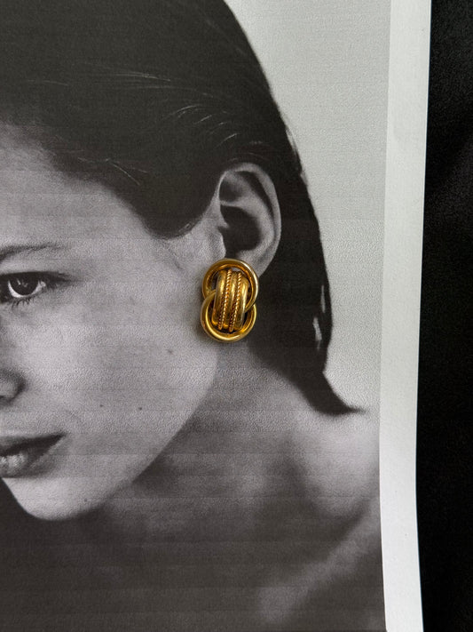 Vintage Gold Knot Stud Earrings
