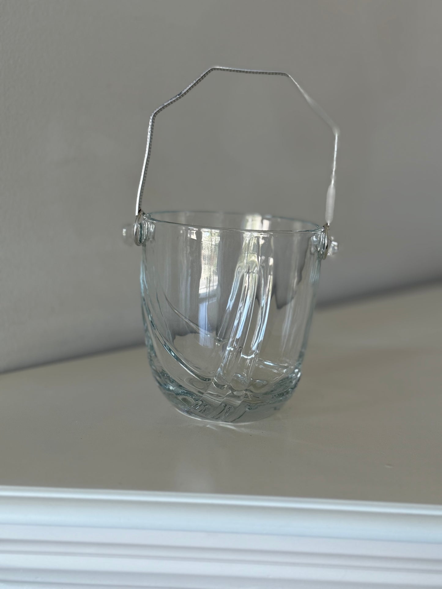 Italian Glass Ice Bucket with Removable Handle