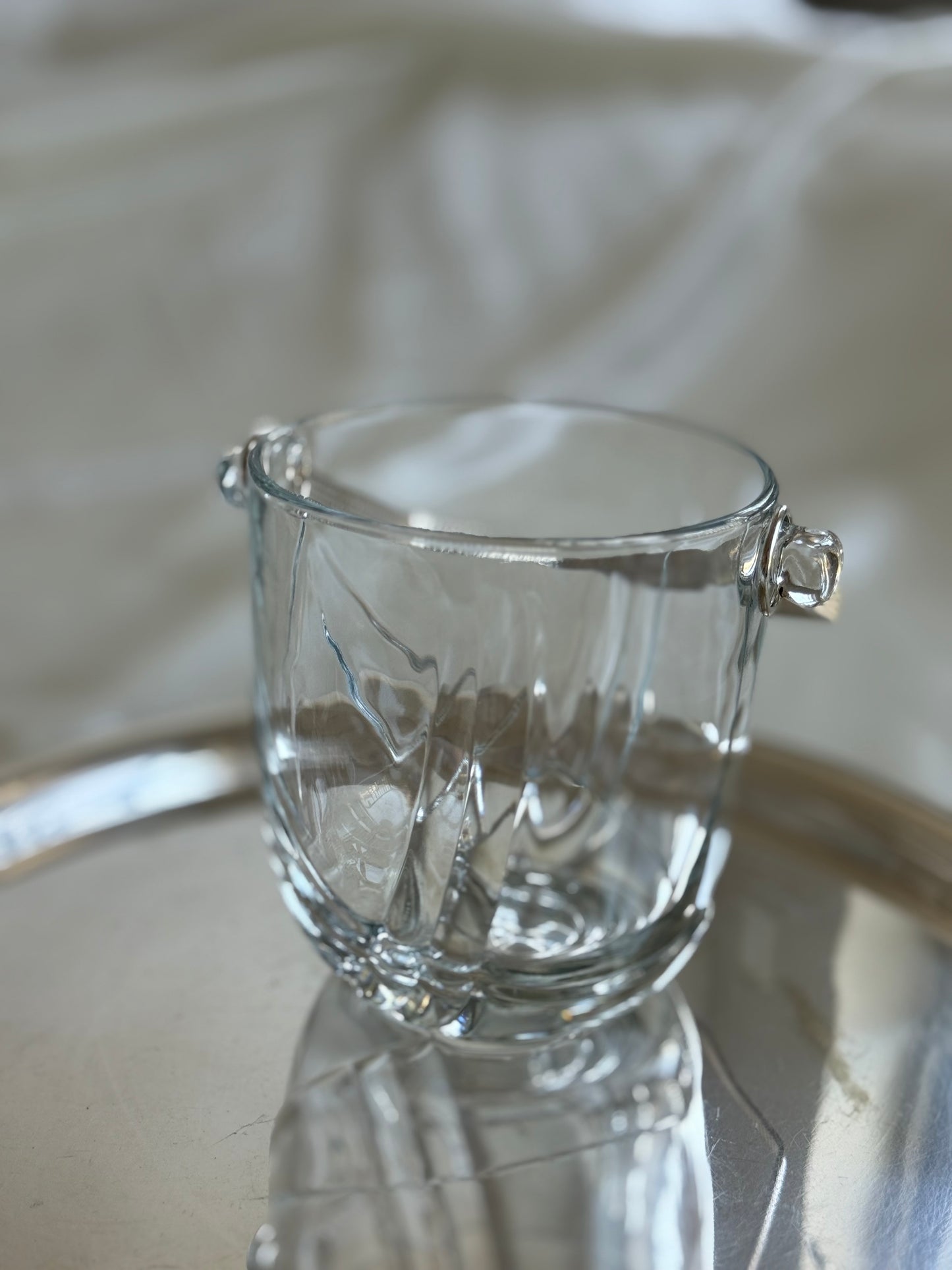 Italian Glass Ice Bucket with Removable Handle