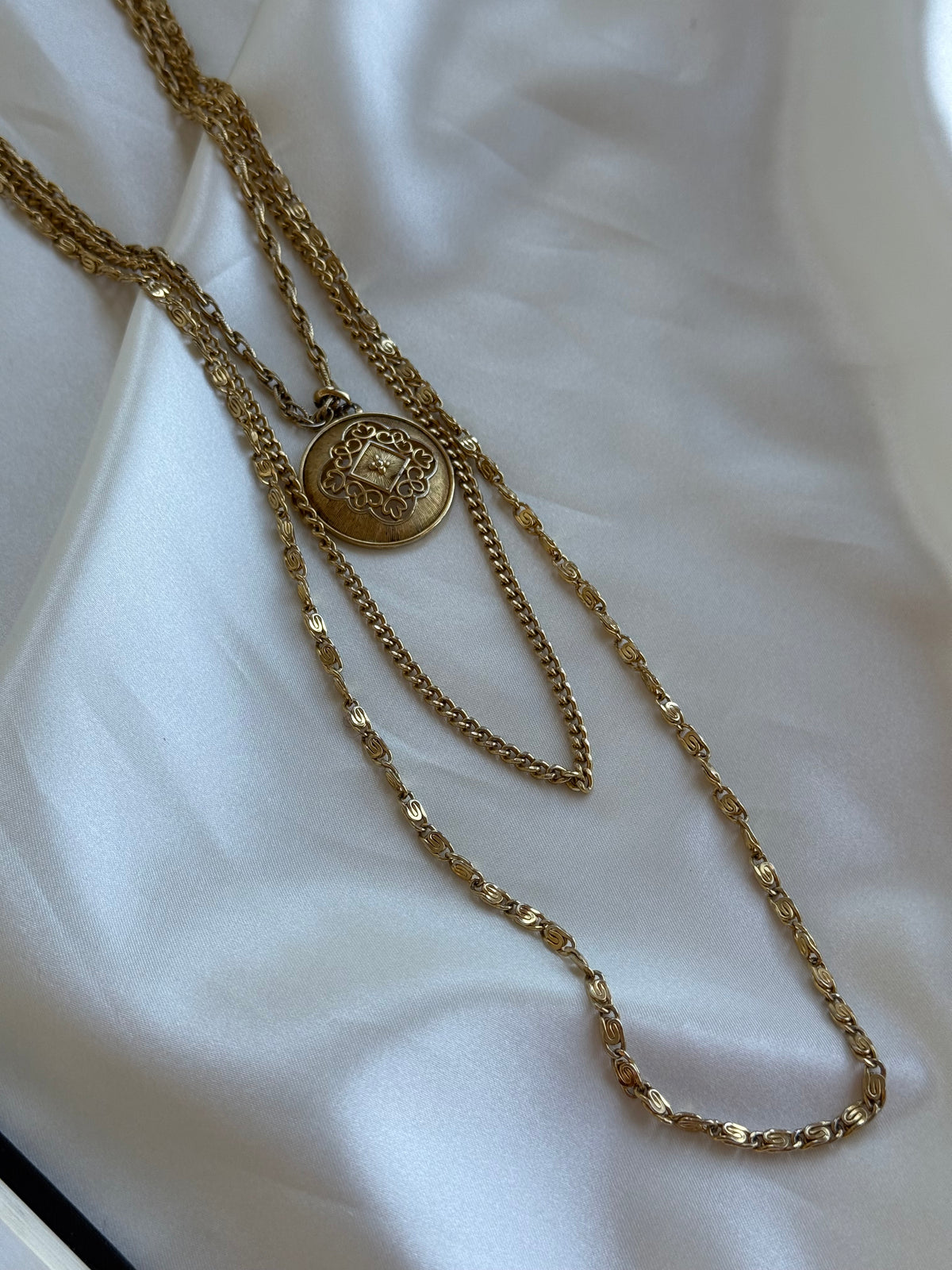 Vintage Gold-Toned Multi-Strand Medallion Necklace