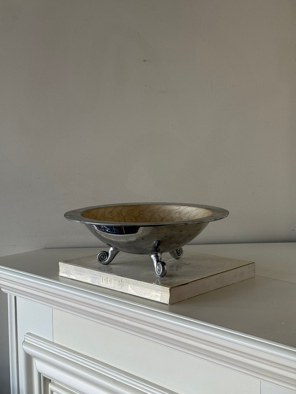 Vintage Silver-Tone Footed Centerpiece Bowl with Swirl Feet