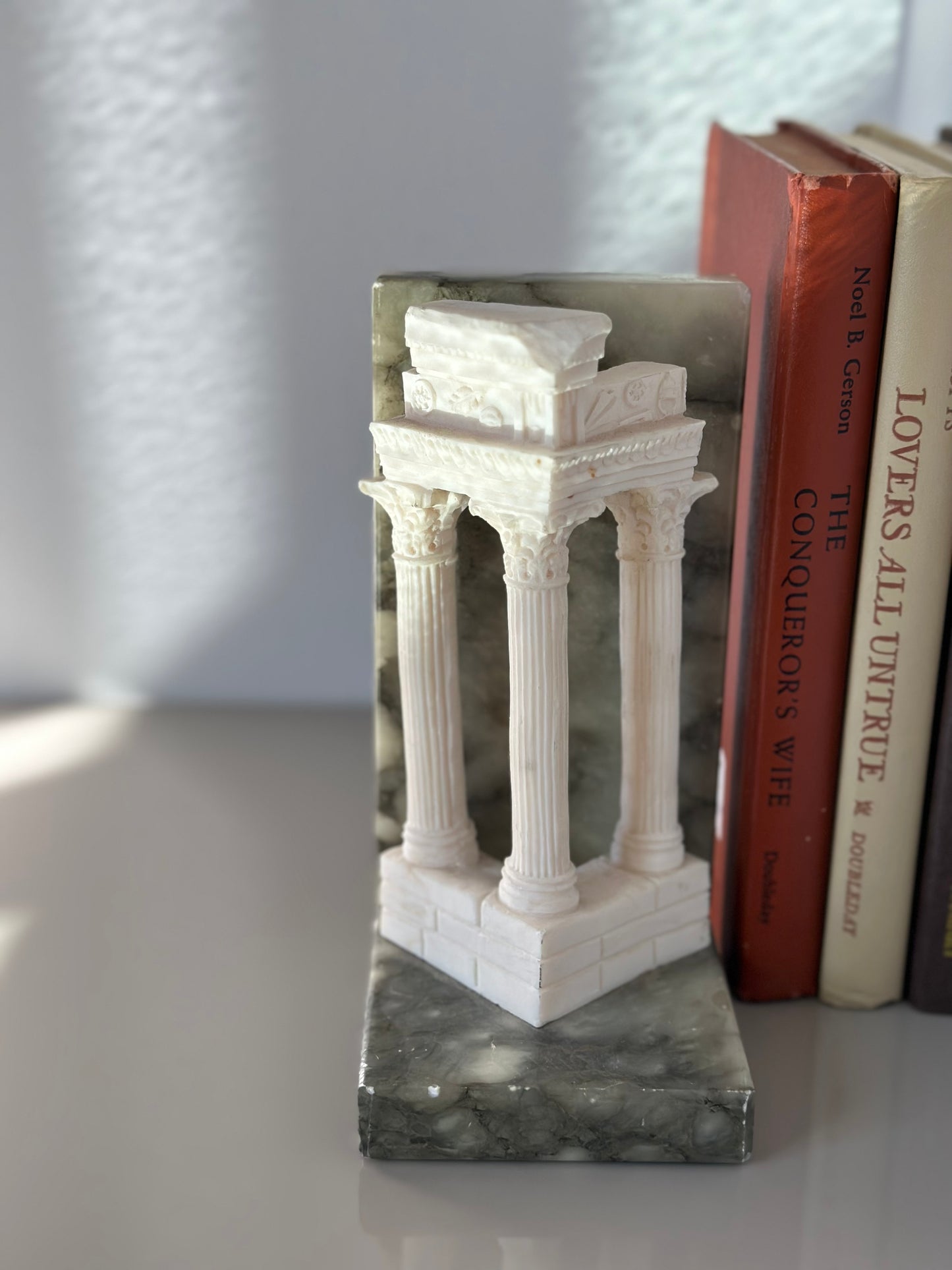 Alabaster and columns bookend