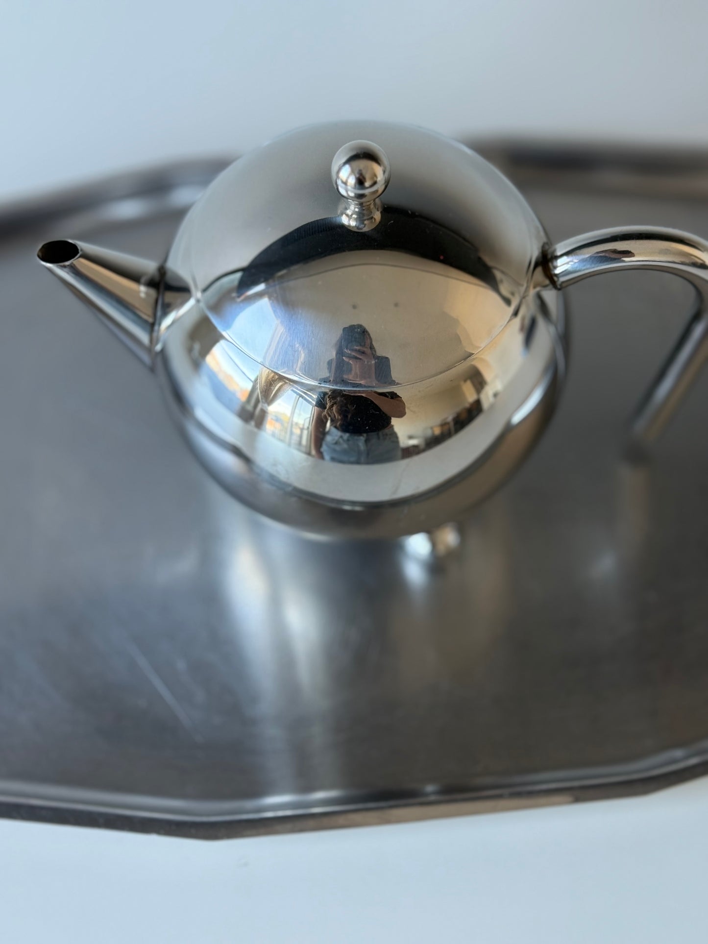 Vintage Stainless Steel Modernist Teapot