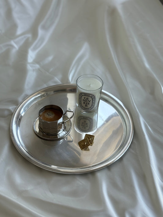 Minimalist Silver-Plated Round Tray