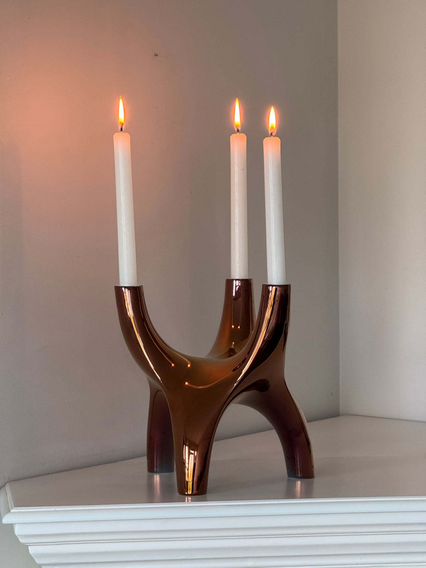 Rosenthal "Free Spirit" Metallic Porcelain 3-Arm Candelabra