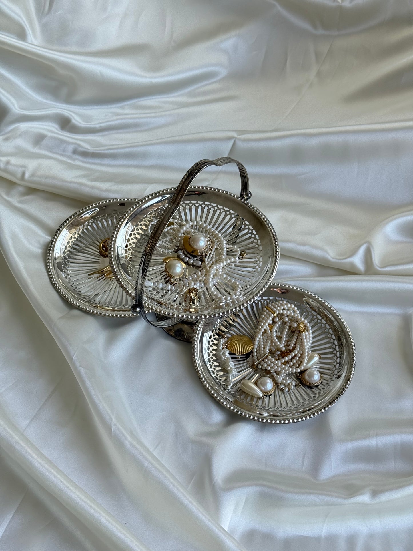 Vintage Silver Plated Folding Tidbit Server