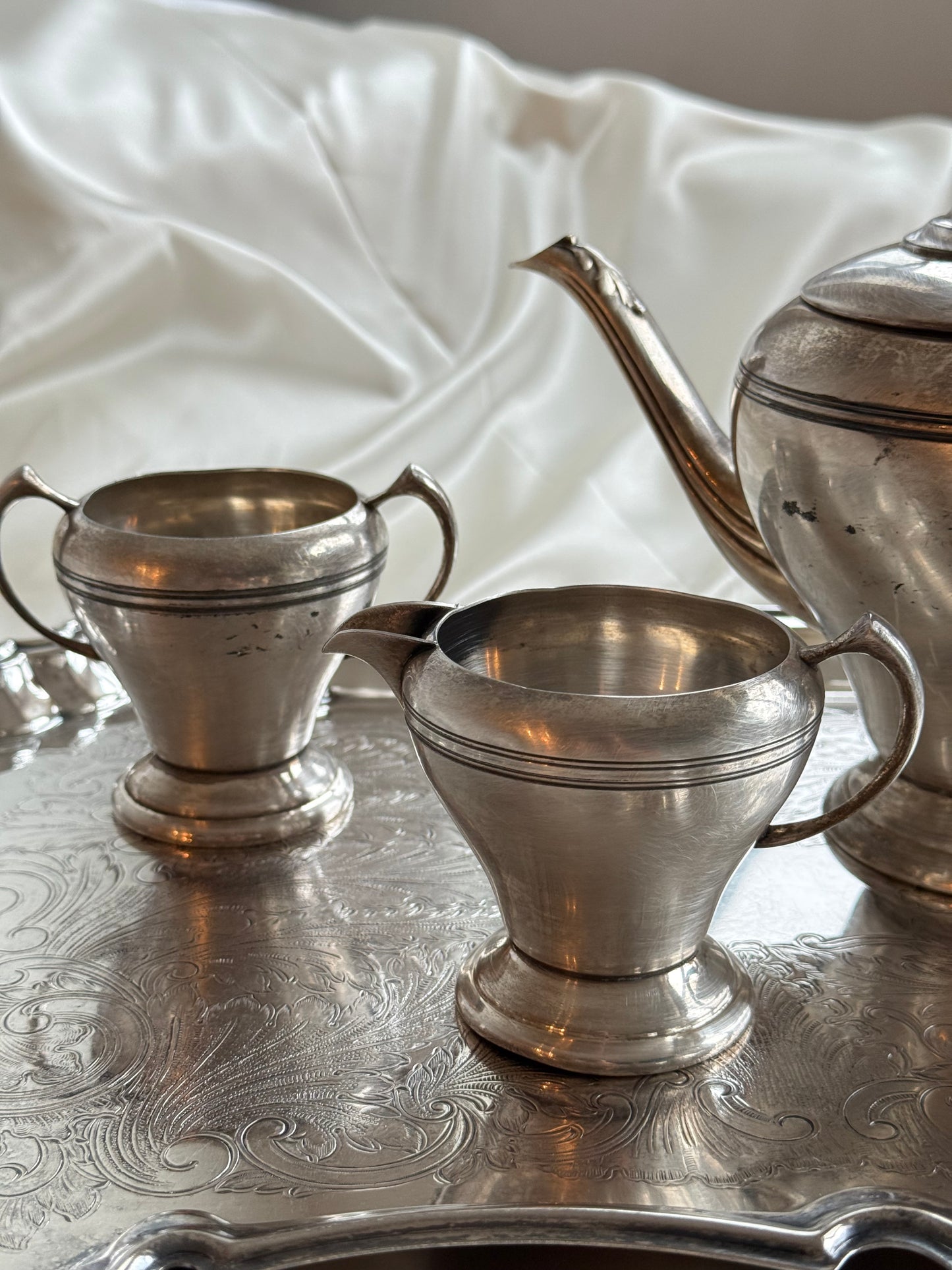 Vintage Wm. A. Rogers Silver-Plated 3-Piece Tea Set