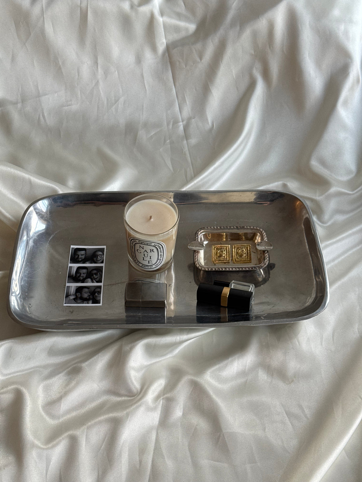 Vintage Silver Tone Rectangular Footed Serving Tray