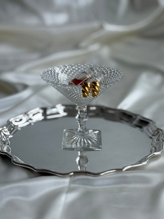 Vintage Cut Glass Pedestal Dish