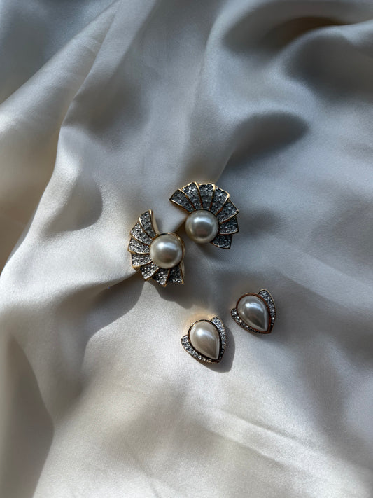 Set of Two Pairs Vintage Butler Clip-On Earrings