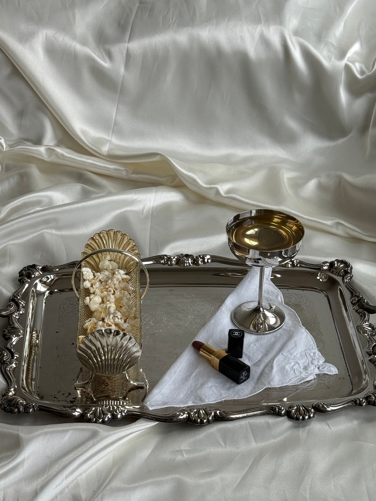 Vintage English-Style Silver-Plated Shell Motif Biscuit Tray – 8.5”