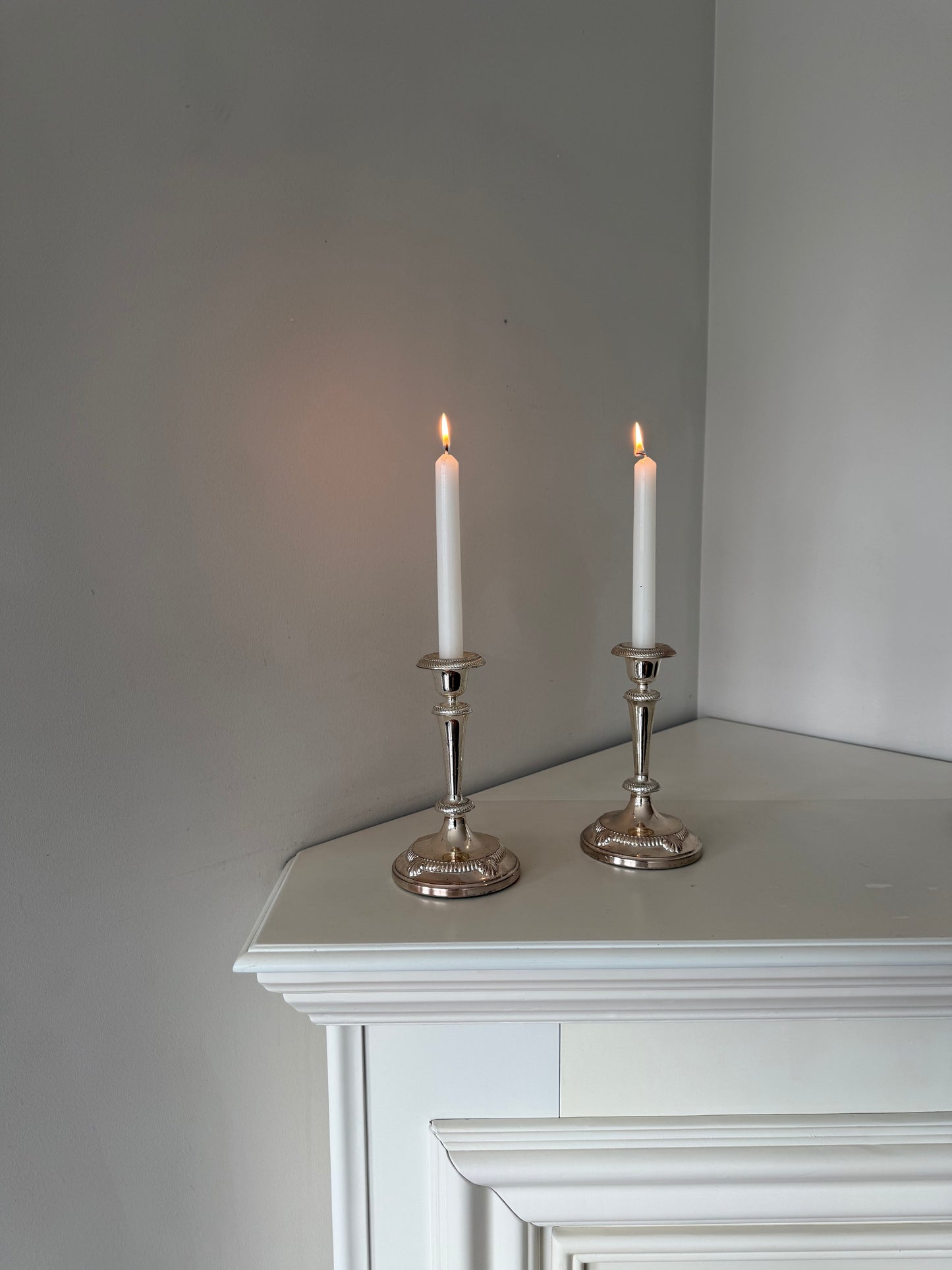 Vintage Silver-Plated Candlesticks — Pair